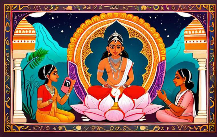 **A digital archive of Bengali folklore.**
* **Prompt:** A vibrant and colorful illustration depicting a modern website or app interface filled with Bengali folktales, songs, and stories. Show diverse users of all ages contributing content through various digital devices. The style should blend traditional Bengali art elements with a futuristic, digital aesthetic.