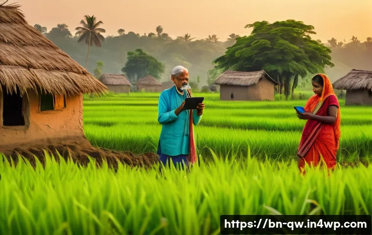구전지식 기록법의 트렌드와 전망 - A rural Bengali village scene at sunset, featuring elderly villagers singing traditional folk songs ...