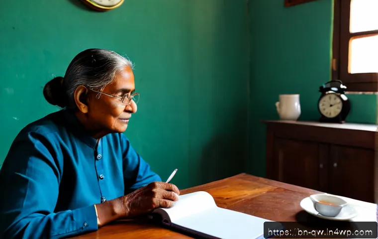 구전지식 기록법의 시간 관리 전략 - Photorealistic home office scene of a Bengali-speaking elder carefully recording family oral history...